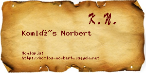 Komlós Norbert névjegykártya